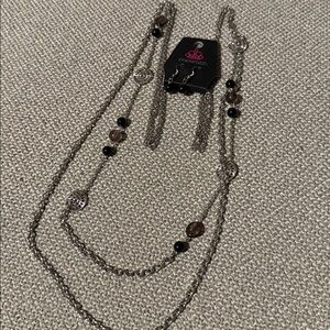 5/$25 Black Silver Necklace and Earring Set